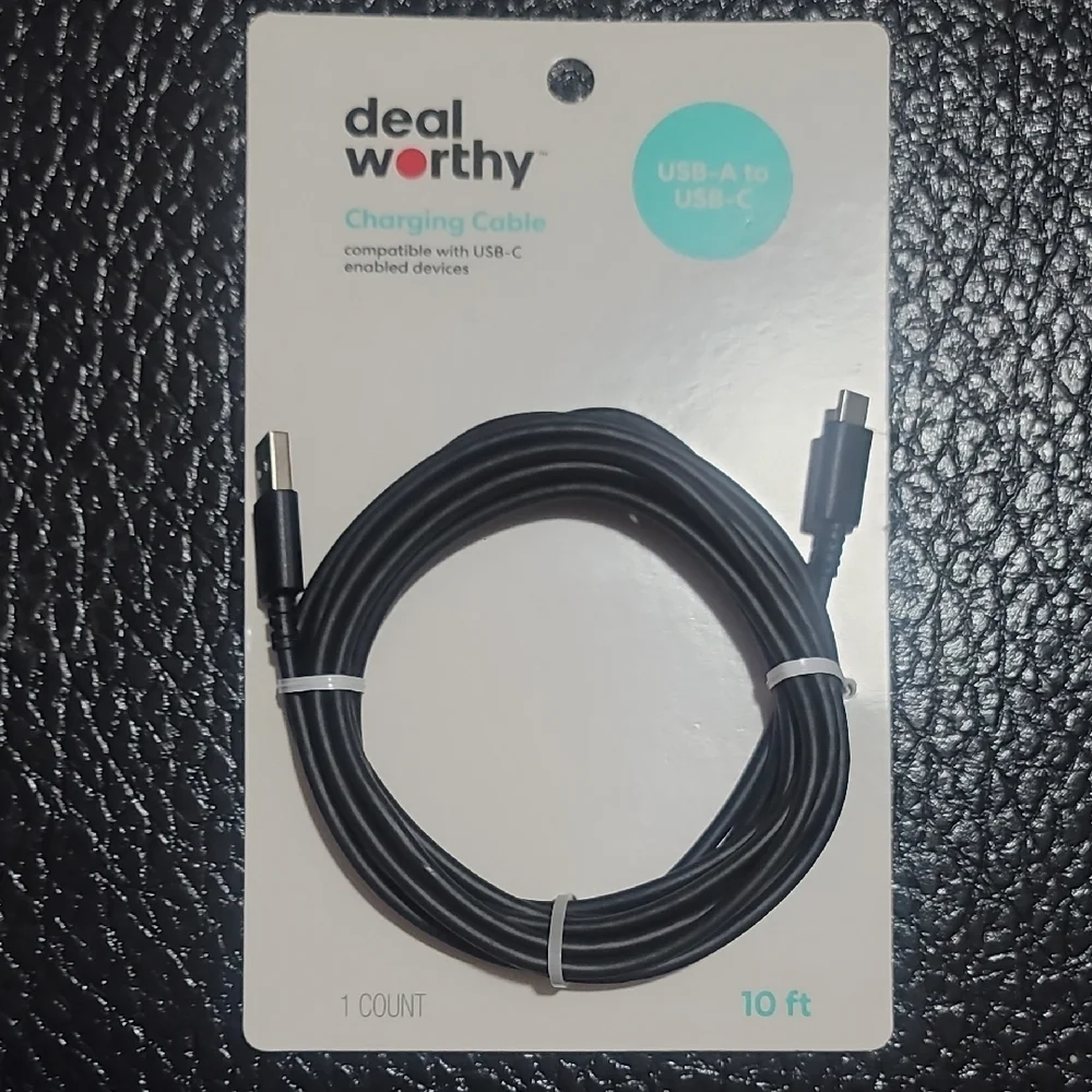Black USB-A to USB-C Charging Cable